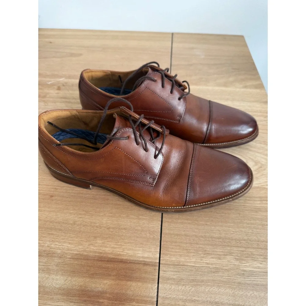 Florsheim Mens Cap Toe Oxford Dress Shoes Cognac Brown Leather Lace Classic 9.5